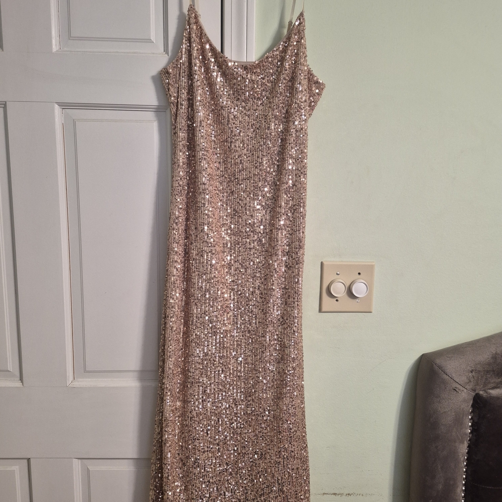 BB Dakota by Steve Madden Sequin Maxi Dress in Gold